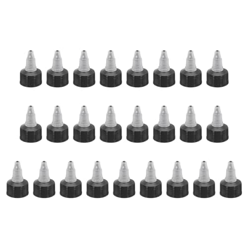 PATIKIL Twist Bottle Caps, 25Pcs 24/410 Squeeze Bottle Cap Replacement Caps for Water Glue Dispensing Bottles Dispensing Caps Paint Bottles, Black 24mm
