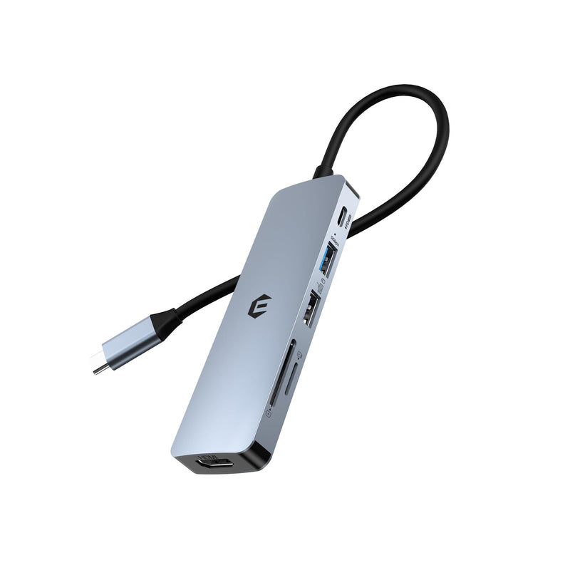 USB C HUB, 6 in 1 USB Adapter, 4K HDMI, 100W PD, USB 3.0 Ports, USB 2.0 Ports, and SD/TF Card Reader, Ideal for Mac Pro/Air, iPad Pro, iMac, and More