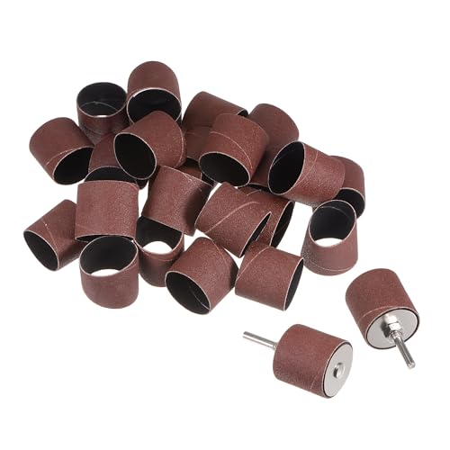  [AUSTRALIA] - uxcell 30 Pcs 1-1/2 Inch Sanding Sleeves Sandpaper Set 120 Grit with 2 Pcs 1 Inch Drum Mandrels for Rotary Tools
