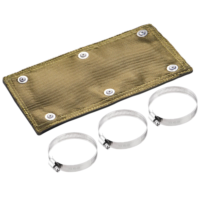 Titanium Pipe Shield 6" x 12" Exhaust Heat Shield, Two-layer Material Design Heat Protection up to 1350°F, Protects Heat Sensitive Components, Hoses, Lines, and Electrical Wiring 6" x 12"