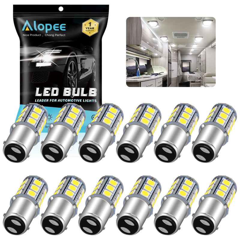 Alopee White Non Polarity 1076 Led Bulb for RV Camper Trailer Interior Lights 1142 Led Bulb 1004 90 BA15D 12V Replacement for Boat Navigation Light, Pack of 12