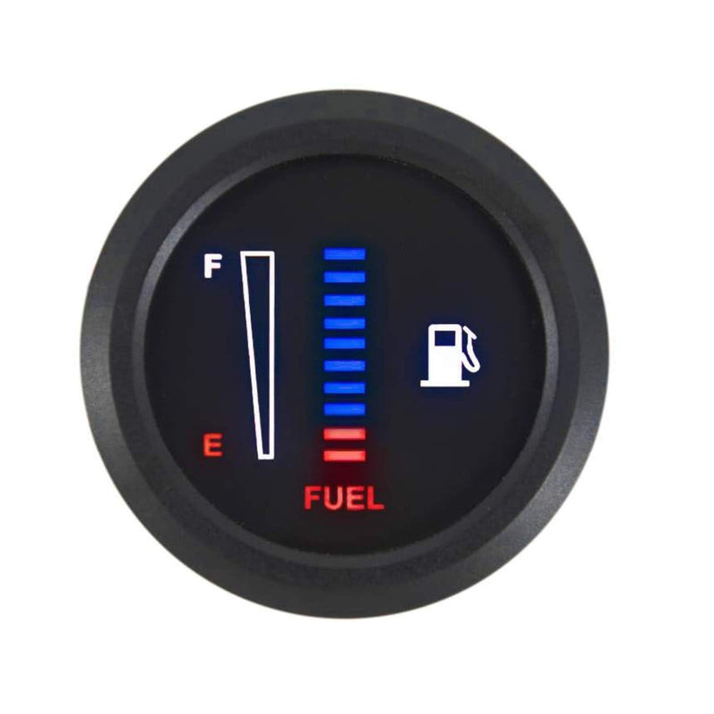 52mm Fuel Level Gauge, Universal 12V/24V 2" LED Display for Boat RV Yacht Car Truck, Motorcycle, Automotive Replacement Fuel Gauges, 4 Signals Adjustable 0-190ohm 98-8ohm 565-33ohm 0-90ohm