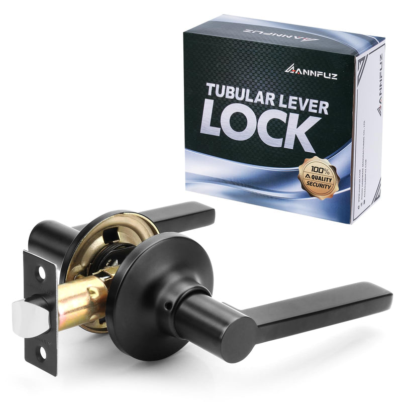 1 Pack Black Interior Passage Door Lever Handles, Keyless Non-Locking Reversible Left & Right Hand Lever Set, Matte Black Finish No Lock Indoor Door Hardware for Closet & Hall Passage,1pack