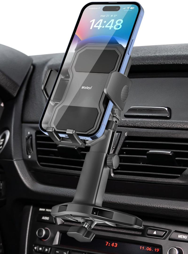 CD Phone Holder for Car - Height Adjustable Car Phone Holder CD Slot, Ultra Sturdy CD Player Cell Phone Holders for Your Car for iPhone 17 Pro Max 16 15 14 13 12 Air Plus, S25, 4-7" Smartphones