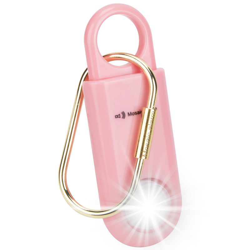 130dB Keychain Siren Ultra Bright Strobe Light. Loud Sound Personal Safety Alarm. SOS Emergency Alerts for Women, Girls, School Children, Night Runners, Hiking. Bear Alarm Deterrent. Pink Button cell