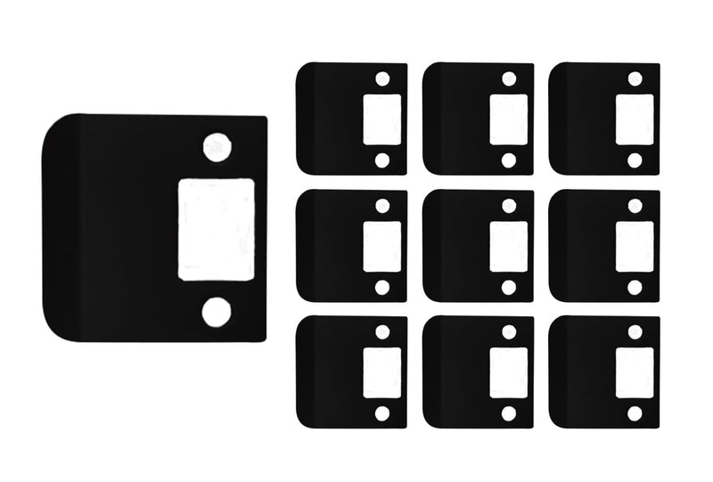 QCAA Solid Brass Extended Lip Strike, 2-1/4''X2-1/4", Matte Black, 10 Pack, Made in Taiwan Matte Black(2-1/4")