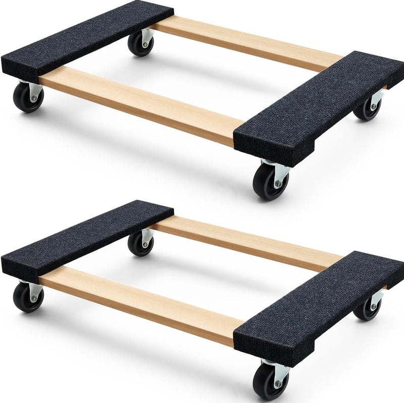 SIMPLI-MAGIC 79545 30 in. x 18 in. Hardwood Furniture Moving Dolly 1,320 lbs. Capacity – 4 Swivel Wheels Heavy-Duty Furniture Dollies, 2 Pack 1320 LBS