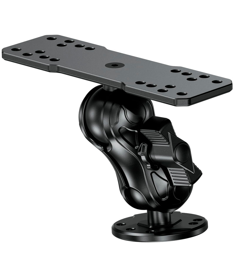 VAZESWIN Aluminum Alloy Fish Finder Mount with C Size 1.5" Ball Rectangular Plate & Round Base, 3.5" Short Arm Marine Electronic Mount Compatible with Garmin, Lowrance, Humminbird, Raymarine and More