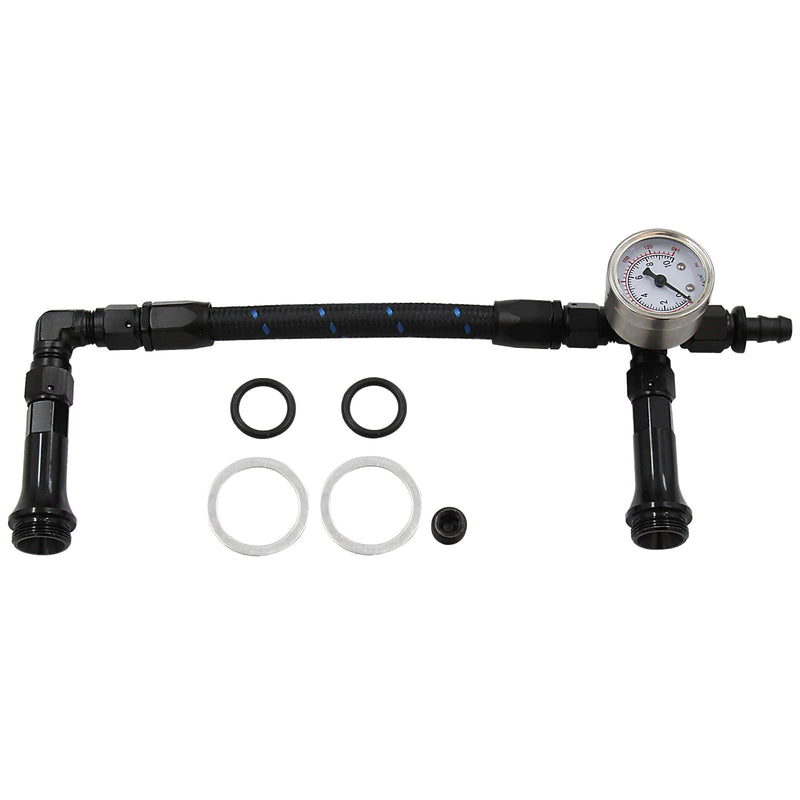 4150 Carburetor Fuel Line Kit AN6 Dual Feed Fuel Line with Pressure Gauge for Holley Black with Pattern