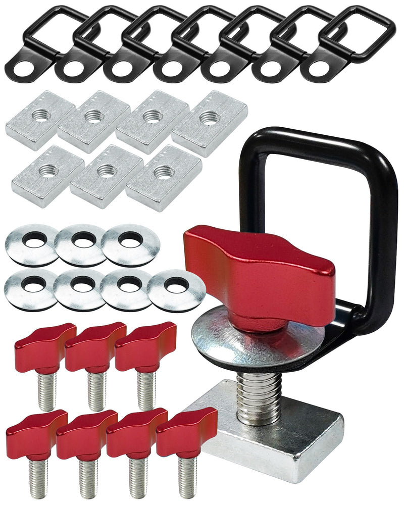 Aluminum Hardtop Quick Removal Fastener Thumb Screws Nuts Kit Fits for Jeep Wrangler YJ TJ JK 1995-2018, Universal Hard Top Bolts with Nuts Washer Tie-Down D-Rings Pack 8 Pack (Red) Red