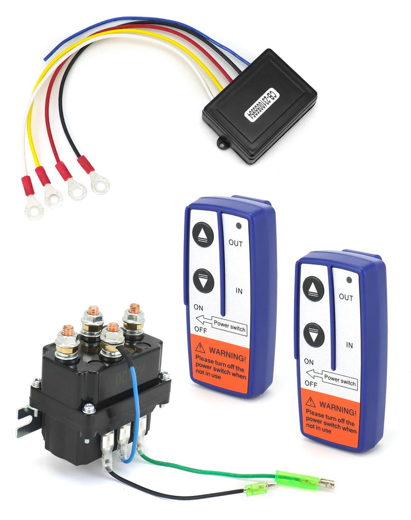 QWORK Wireless Remote Control Winch Kit - 12V 250A Solenoid Relay Contactor+ 2pcs Wireless Winch Remote Control, Compatible with Truck ATV SUV 2000-5000lbs Winches