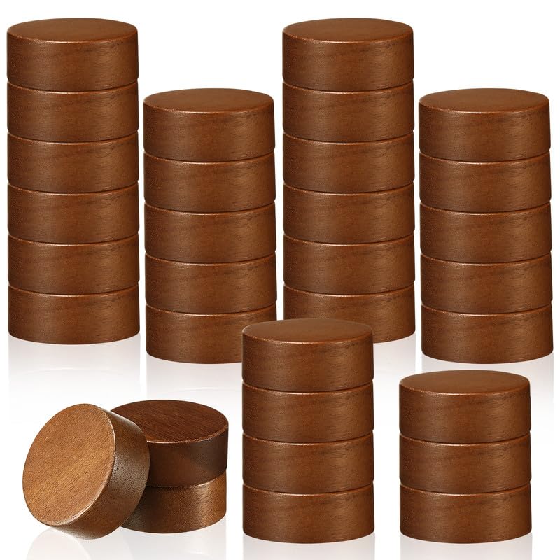 FillTouch 28 Pcs Wooden Lids for 4 oz and 8 oz Square Spice Jars Reusable Can Wooden Airtight Spice Storage Canning Lids for Nice Sealing Kitchen
