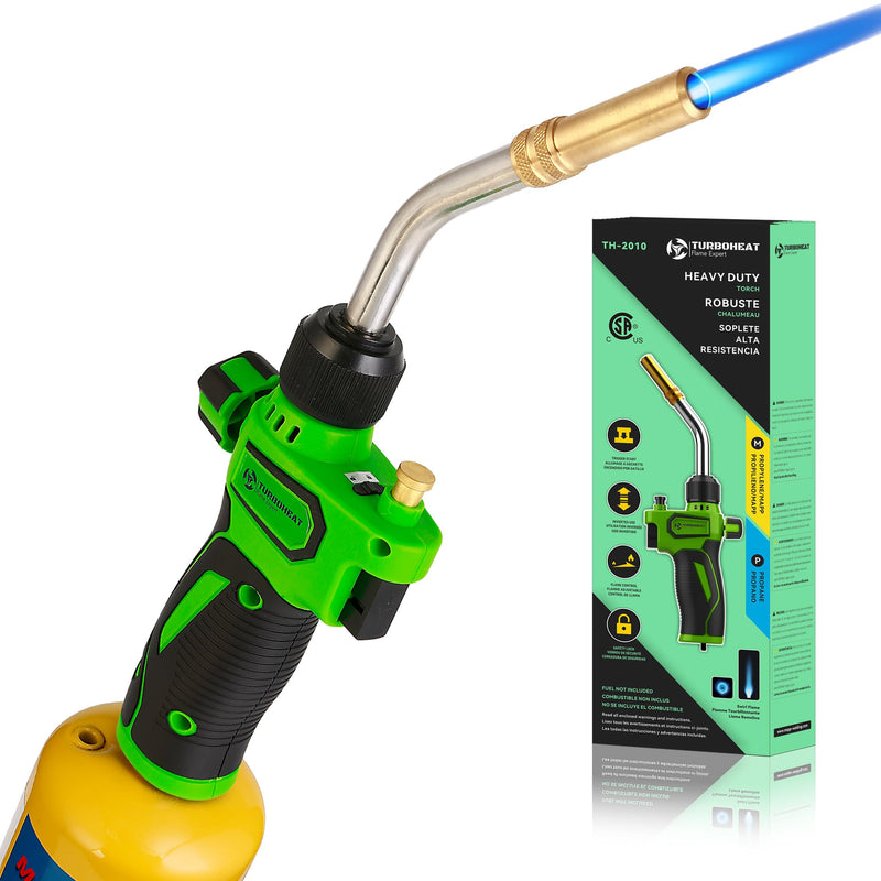 High-Intensity Turbo Torch Head with Auto-Igniter - for Propane/MAPP Gas (Cylinder Not Included) - with Rubber Grip for Soldering, Brazing, Welding Torch Only