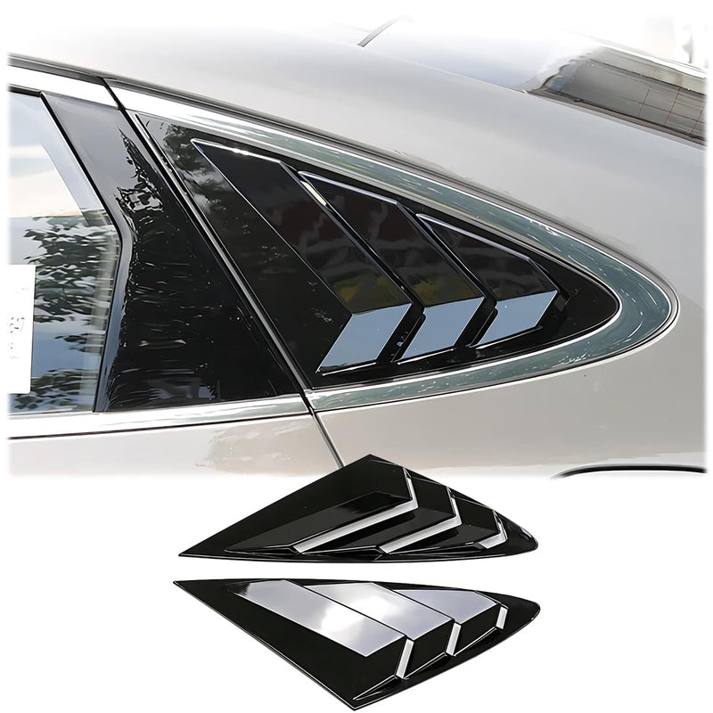 2Pcs Rear Side Window Louvers Air Vent Scoop Shades Cover Blinds Trim for Hyundai Sonata DN8 2020-2025 - ABS Bright Black Sport Interior Accessories（NOT fit N Line Models） For 2020-2024 Hyundai Sonata
