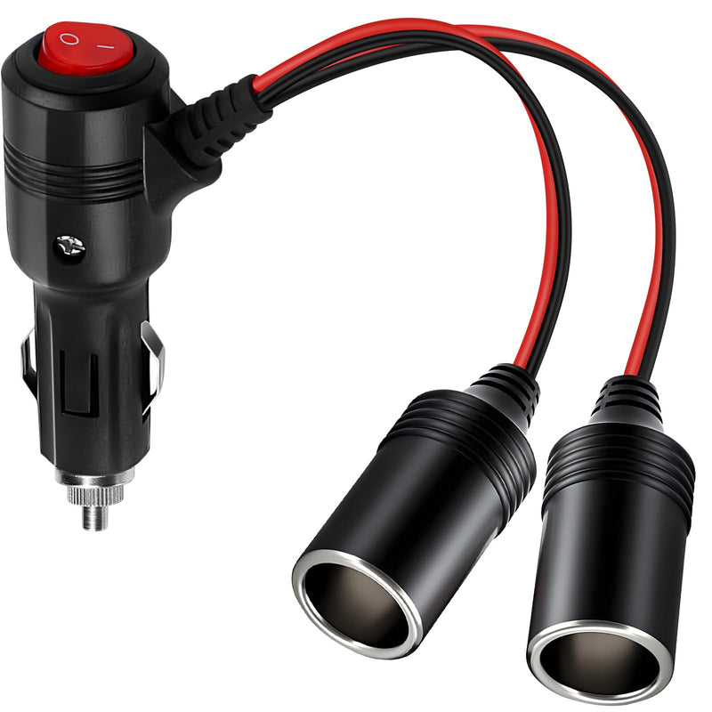 Car Cigarette Lighter Splitter, 12v Splitter Adapter for Car,Supports Fast Charging,1 to 2 Car Cigarette Lighter Splitter Power Charger Port, for 12/24 Volt Cars Vehicle,with on Off Switch cigarette lighter adapter 02