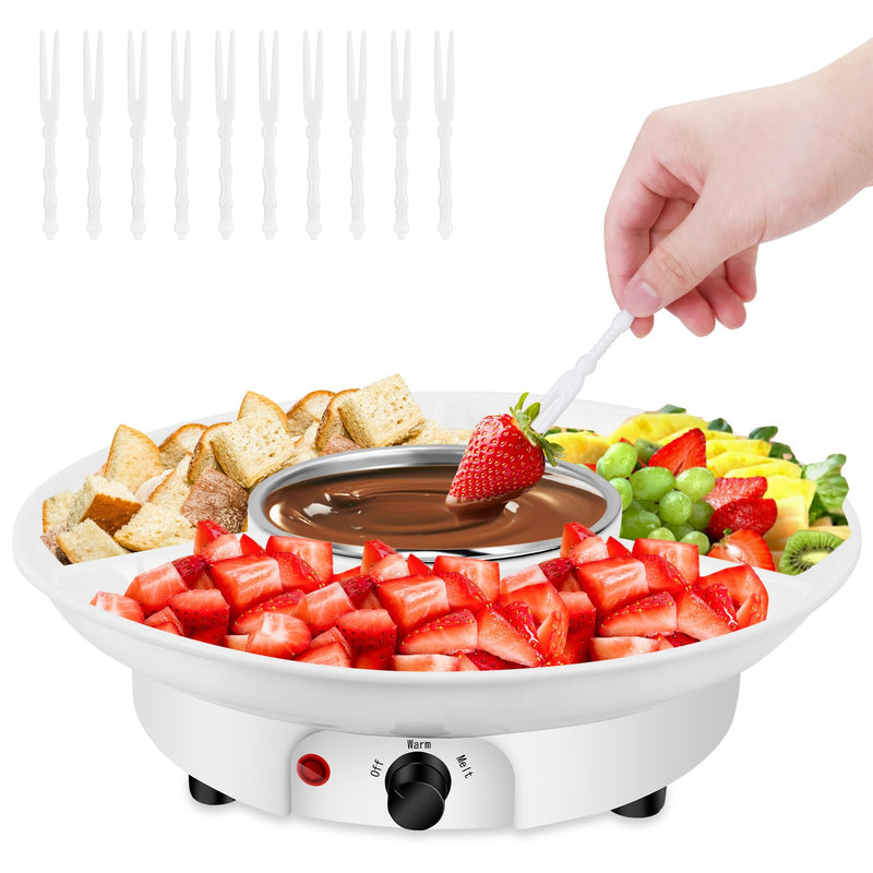8.79oz MINI Electric Chocolate Melting Pot,Melting Fondue Set with 4PCS Forks,Cute Chocolate Fondue Fountain,Warmer Machine for Milk Chocolate,Cheese,Butter,Candy White