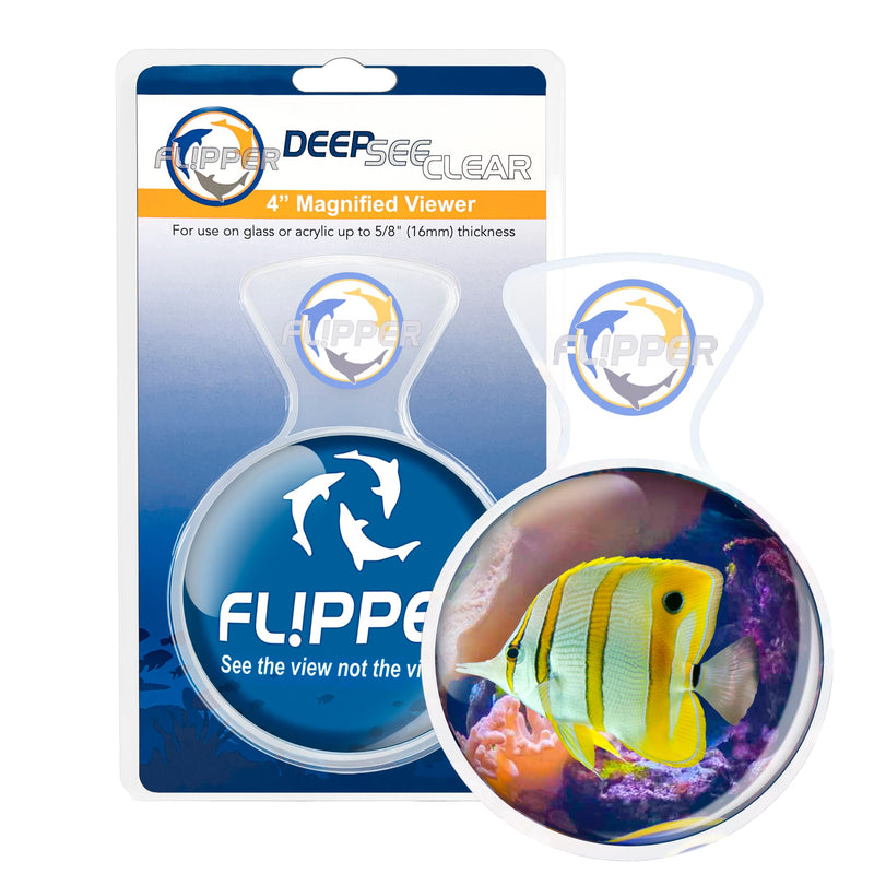 Flipper DeepSee 4" Magnetic Aquarium Viewer – Optical-Grade Magnifying Lens for Glass & Acrylic Tanks up to 5/8" Thick – Hands-Free Underwater Viewing for Fish, Corals & Aquarium Photography – Clear STD 4"