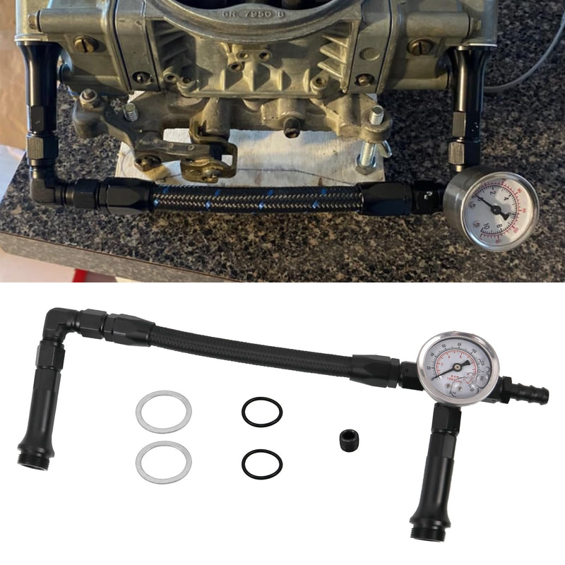 RULLINE AN6 Dual-Feed Double Pump Braided Fuel Line with 0-150psi Vacuum Pressure Gauge Compatible with Holley 4150 Carburetor 6AN