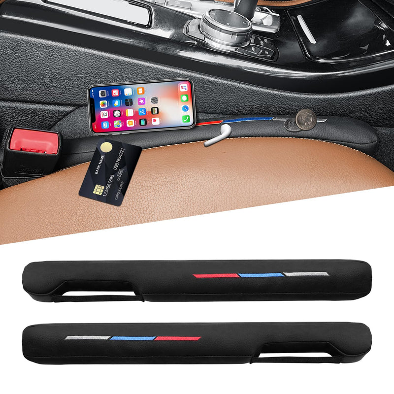 Sports Style Leather Car Seat Gap Filler Spacer Universal Seat Gap Filler Plug Compatible with BMWSeries M1 M3 M5 X1 X5 X6 Z4 3 5 7 Series Console Stop Things from Dropping Embroidered Sports Style