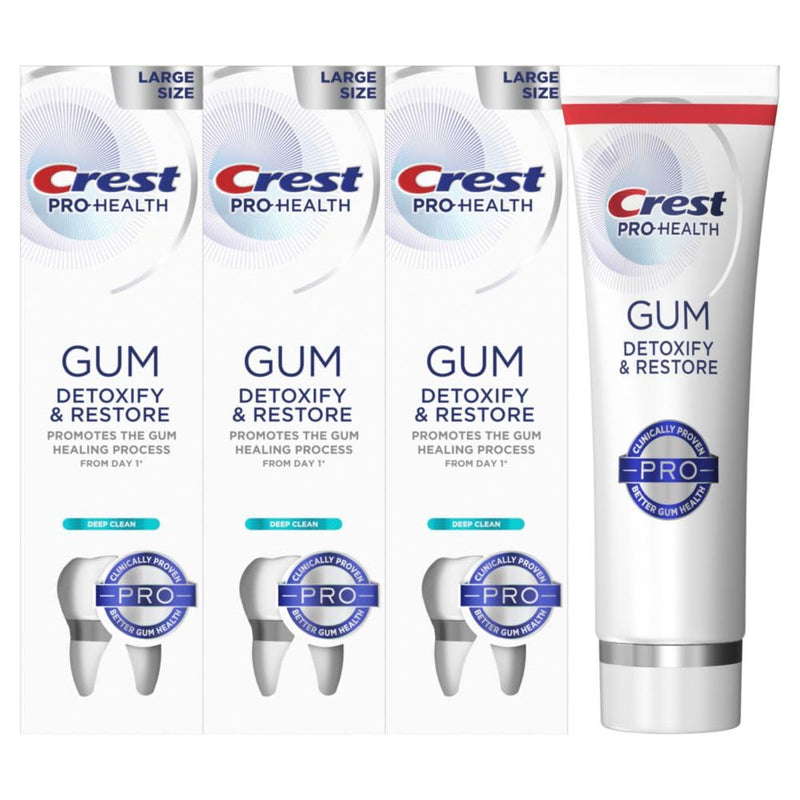 Crest Pro-Health Gum Detoxify and Restore Deep Clean Toothpaste, 4.6 Ounce (Pack of 3), Crest Toothpaste, Anticavity, Antibacterial Flouride Toothpaste, Clinically Proven, Gum and Enamel Protection 4.6 Ounce (Pack of 3)