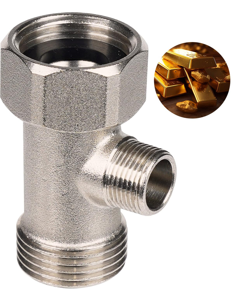 Hibbent Bidet T Adapter, Metal T Valve for Bidet(7/8” x 7/8” x 3/8”) or (15/16" x 15/16" x 9/16"), 3 Way Tee Connector Bidet Attachment for Toilet 15/16" Tee 15/16"-15/16"-9/16"