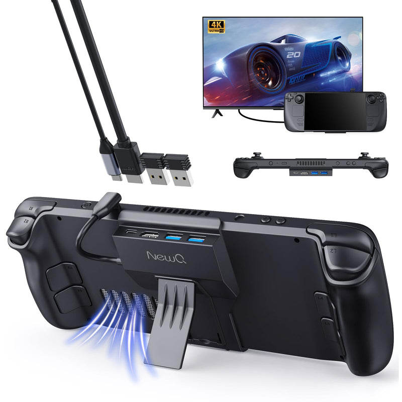 Steam Deck Dock for Steam Deck/OLED with Foldable Stand, HDMI 4K@60Hz, 2 USB A 3.0, 100W Max PD-in, Portable or Desktop Accessories, Perfectly Match The Heat Dissipation Holes USB3.0 Version