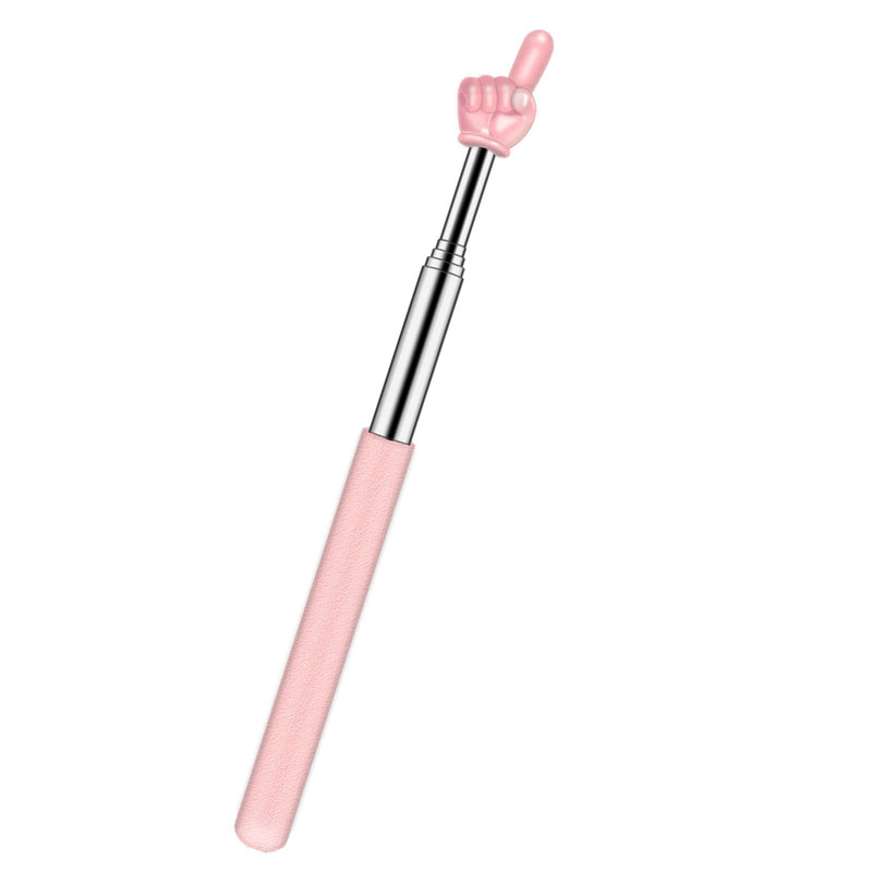 Retractable Teacher Pointer for Classroom Kids Reading, Dumero Extendable Finger Pointer Stick for School, Collapsible Finger Pointing Stick, Long Telescoping Hand Pointer, Pink