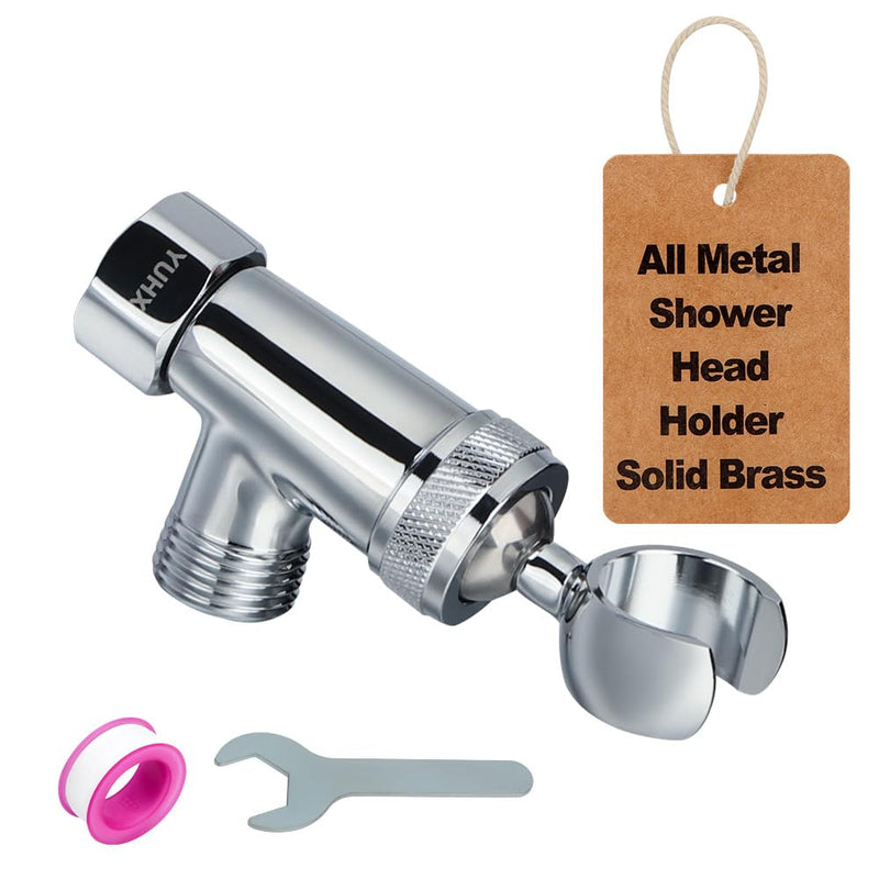 Shower Head Holder All Metal, Brass Adjustable Shower arm Bracket for Handheld, Hand held Showerhead Holder (B-Style Shower Arm Mount Premium Chrome B-Style Chrome
