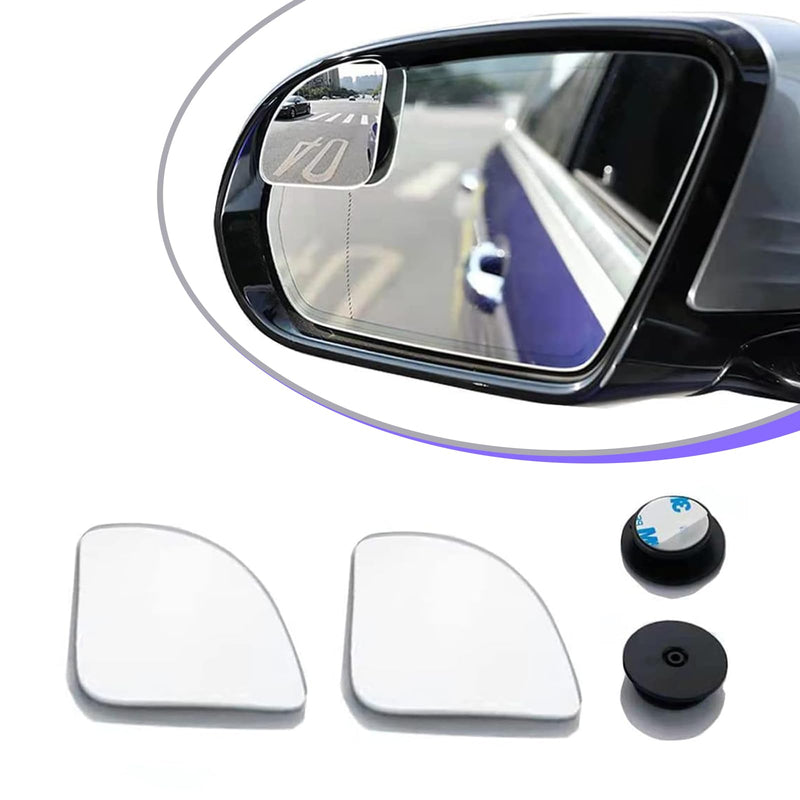 2 PCS Fan Shaped Frameless Wide Angle Blind Spot Mirror, Car Blind Spot Mirror, HD Convex Glass Angle Adjustable, Fit for Most Cars (Transparent)
