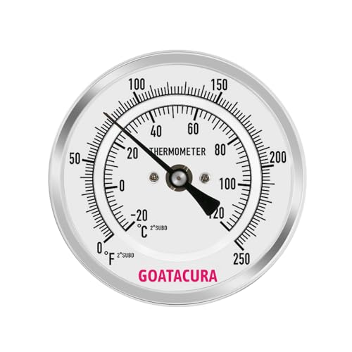 Bimetal Thermometer, Full Stainless Steel, 3" Dial Size, 2-1/2" Stem, 1/2" NPT Back Mount, 0-250 Deg F/-20-120 Deg C, 1% Accuracy L=2.5"