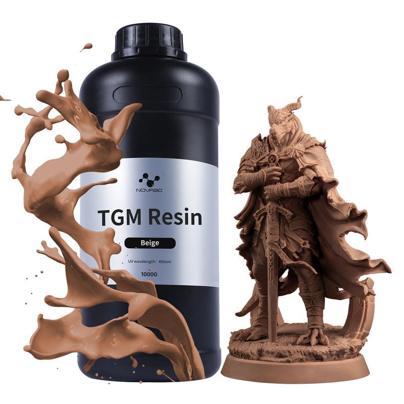 NOVA3D 16K TGM 3D Printer Resin,Tabletop Gaming,High Toughness,Impact Resistance Ultra Precision,405nm LCD Rapid Photopolymer Resin for Board Game Character Model LCD 3D Printing Beige Resin 1kg 1000g