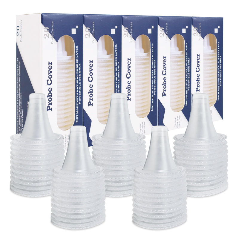 100 Count Ear Thermometer Probe Covers, Disposable Lens Filters Compatible with All Braun Ear Thermometer Models, Refill Caps
