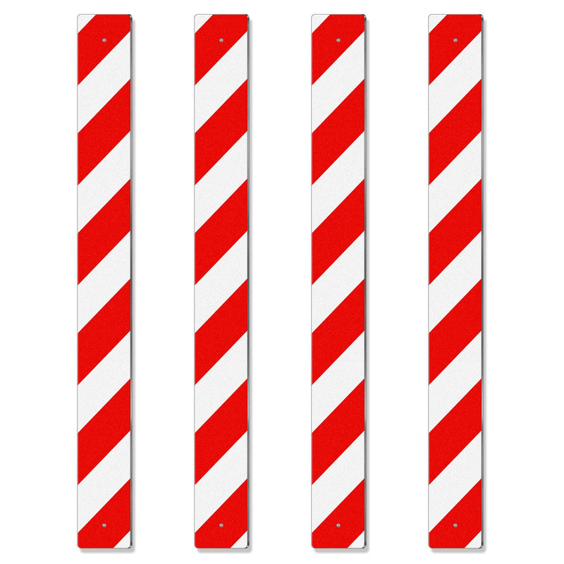 Therwen 4 Pcs Reflective Sign Post Panel 30 x 3'' Aluminum Reflectors for Driveway Entrance Weather Resistant Street Warning Slow Moving Vehicle Sign Post Panel Reflective Road Markers(Red, White) Red, White