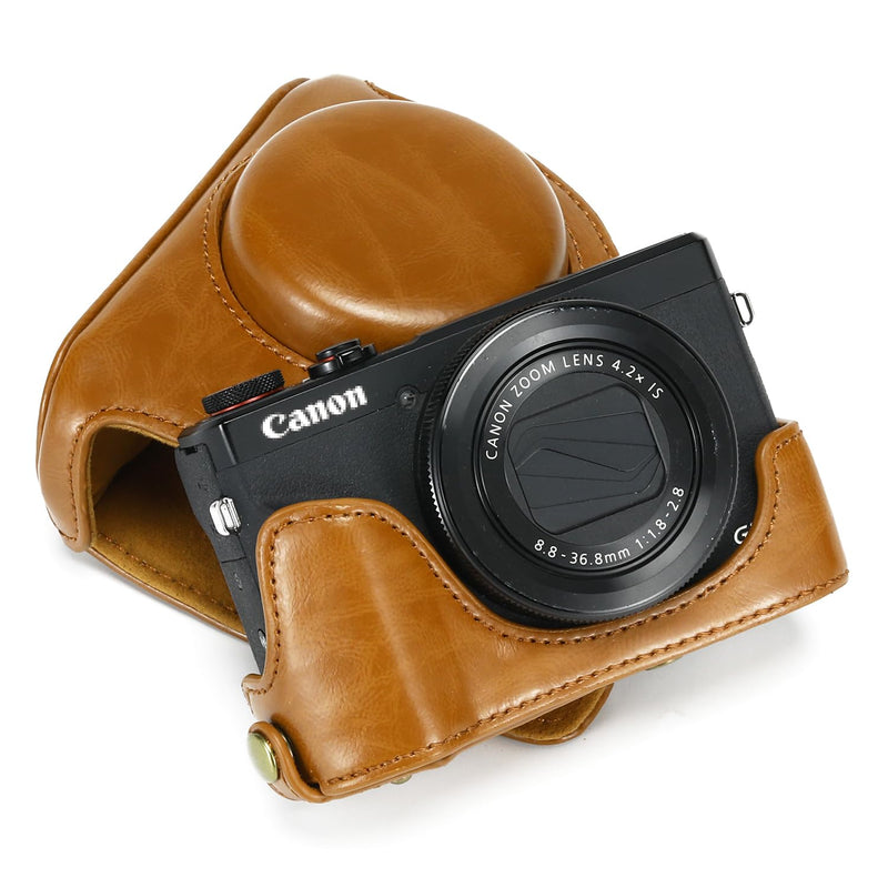 Camera Case for Canon PowerShot G7X Mark III and Mark II, Brown | PU Leather; Custom Fit; Scratch & Impact Protection; Easy Battery & SD Card Access; Non-Slip Grip; Tripod Ready