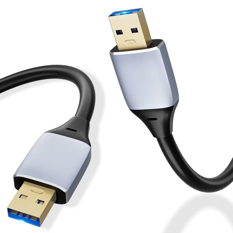 USB 3.0 10ft SuperSpeed Data Transfer Cable - USB A to A Male to Male, Compatible with KVM Switch, Industrial Equipment, Ideal for Data Bridging and Lab Device grayish black