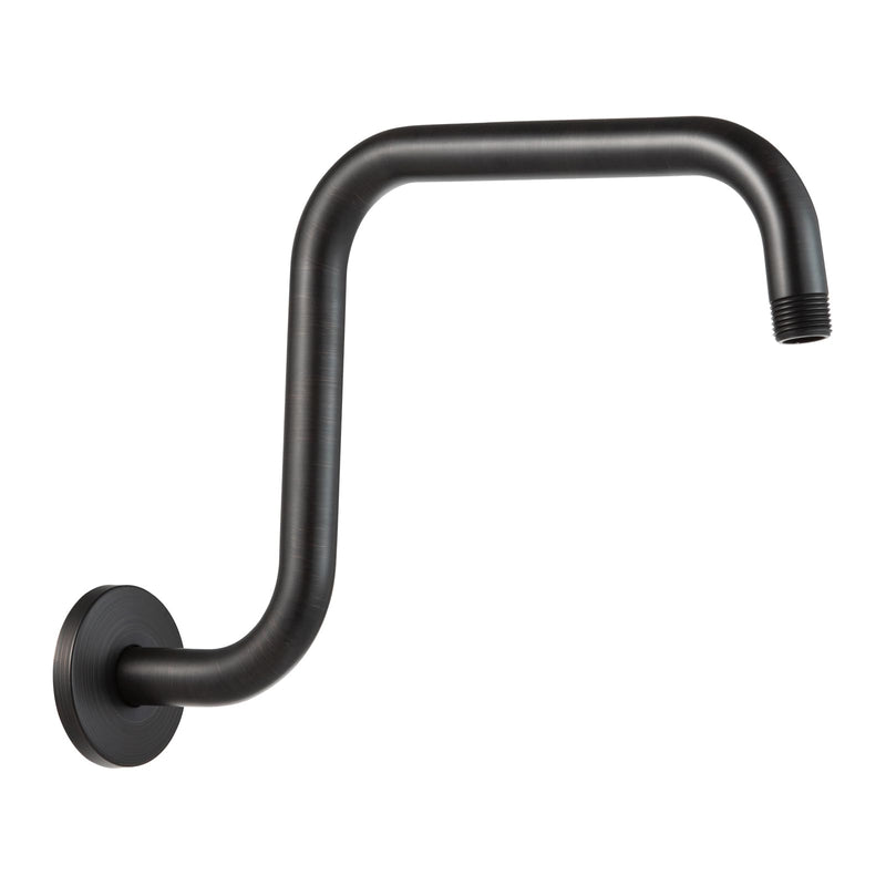 OFFO Shower Head Extension Arm 13 in, Oil Rubbed Bronze S Shaped High Rise Extender with Flange Shower Head Pipe Arm