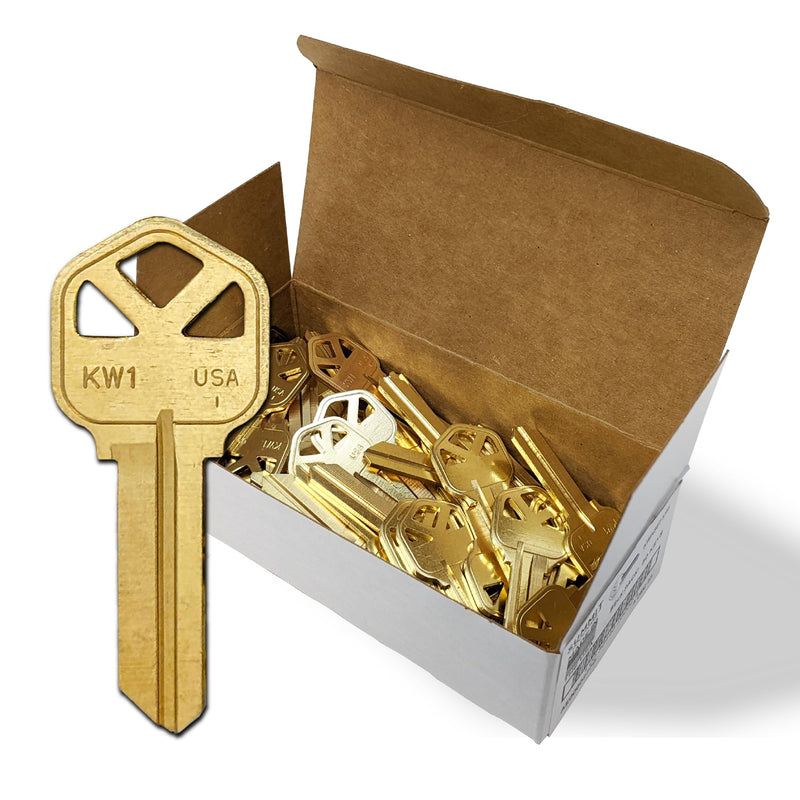 Summit Doorware Kwikset Key Blanks in Premium Brass Quality | Kw1 Uncut Blank Keys for Home and Professional Use | Pack of 50 Keys