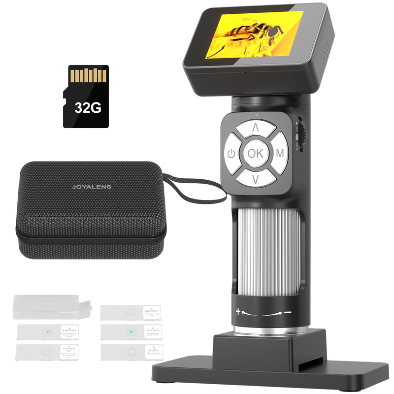 JL112 Handheld Microscope for Kids Adults, Portable Digital Microscope with 2" LCD Screen, 1080P USB Pocket Microscope Camera with 8 LED Lights, PC View, Microscope Slide Kit, 32GB