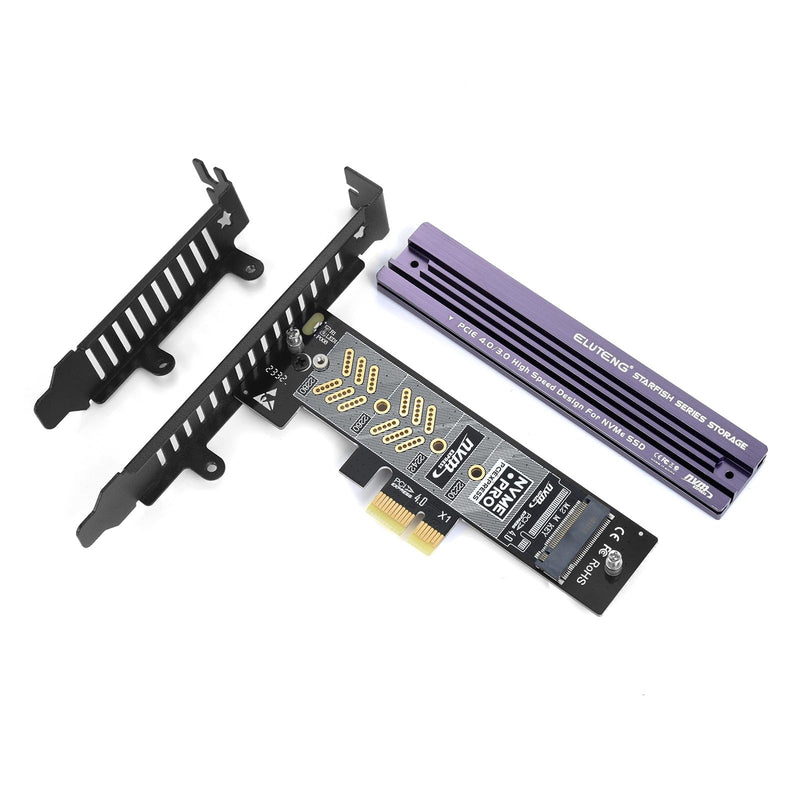  [AUSTRALIA] - ELUTENG NVME PCIe 4.0 Adapter M.2 NVME SSD to PCI-e Slots X1 X4 X8 X16 Expansion Card with Aluminum Heatsink NVME SSD to PCI Express Card Low Profile Bracket Support 2230 2242 2260 2280 SSD
