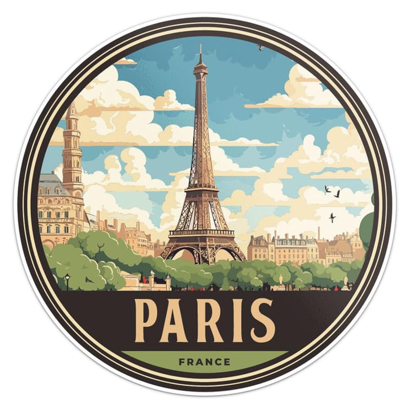 France Paris City Sticker - Waterproof Vinyl Decal for Car Bumper, Laptop, Water Bottle, Luggage, Wall, and Window, Size - 3'' X 3'' France Paris 3'' X 3''
