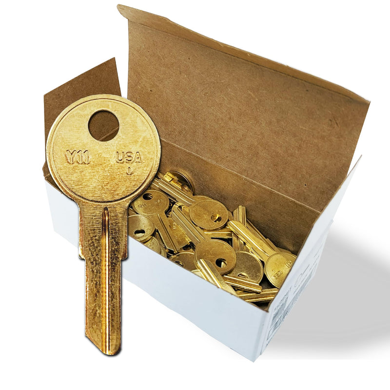 Summit Doorware Y11 Key Blanks in Premium Brass | Uncut Blank Keys for Home and Professional Use | Pack of 50 Blank Keys