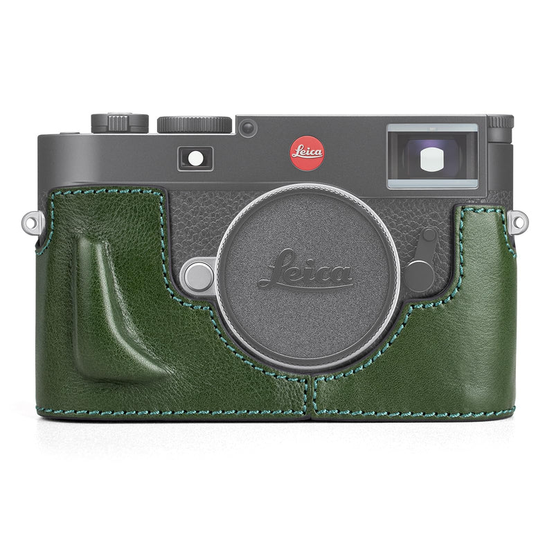 MUZIRI KINOKOO Case for Leica M11 M11-P M EV1, Premium Genuine Leather Protective Half Case for Leica M11/M11-P/M-EV1 Camera, with Hand Grip and Opening Bottom Design - Green