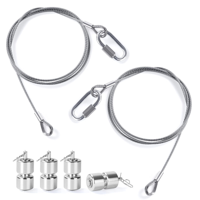 2Pcs Lift Cable Compatible with Gorilla Lift Trailer Gate Assist with EZ Spring Clips, with 4Pcs Aluminum Alloy Rollers Pins Washers, Fit for Open Utility Trailer Tailgate Ramp Lift Assist Kit