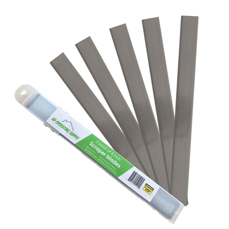 8" Replacement Floor Scraper Blades 5 -Pack - Angled Demolition Scraper Blades for Efficient Flooring Removal and Demolition Razors - Compatible with Telescoping Floor Scrape - by KP Operating Supply Pack of 5