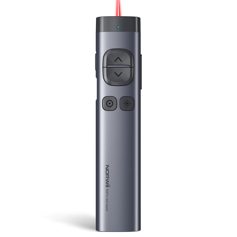 Norwii N97s TV Screen Presentation Clicker for powerpoint presentations, powerpoint clicker, Presentation Remote, Bluetooth Wireless Presenter, Digital Pointer for TV Screen Under Win/Mac Red - BLE&USB-A