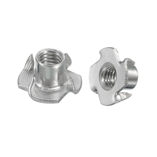 uxcell 3/8"-16 T-nut 25pcs 304 Stainless Steel 4 Pronged Tee Nuts for Furniture Woodwork Cabinetry Threaded Insertion