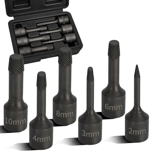 6PCS 3/8” Drive Impact Wedge Proof Extractor Set, Bolt Extractor Kit Long 6pcs Wedge Proof Extractor