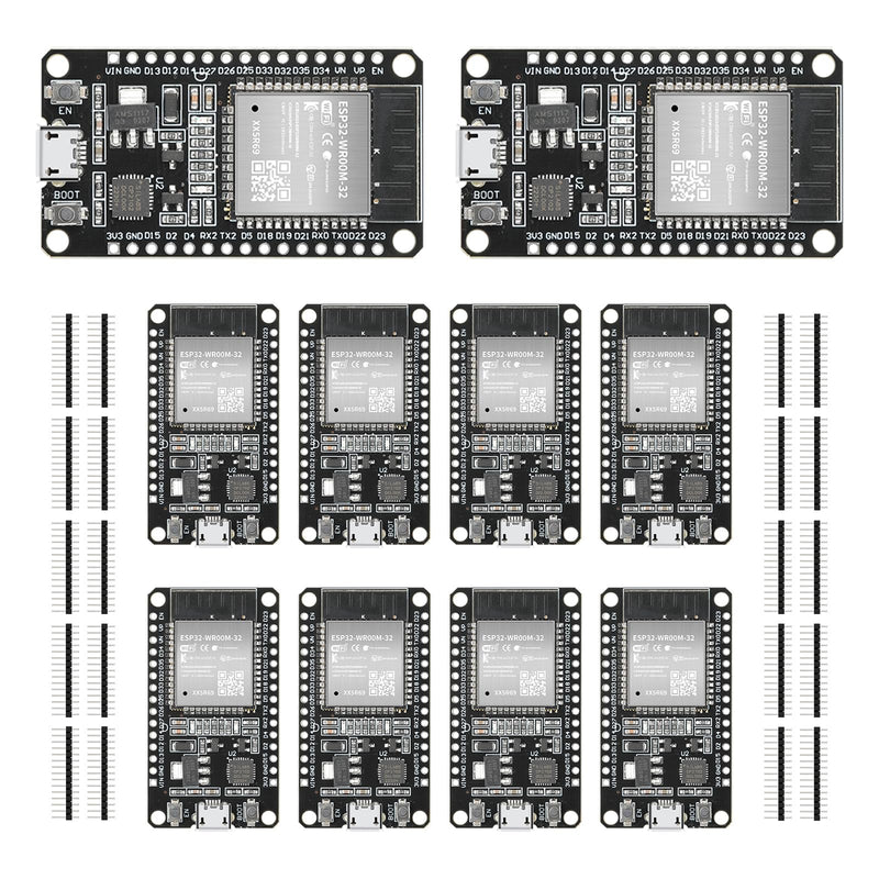 10pcs ESP32 ESP-32S Development Board ESP-WROOM-32 Module 2.4GHz Dual-Mode WiFi + Bluetooth Processor 2-in-1 Dual Cores Microcontroller Integrated Chip CP2102 for Arduino IDE