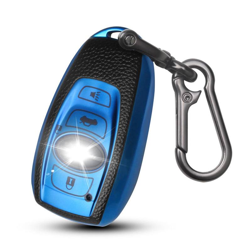 QBUC for Subaru Key Fob Cover Case with Keychain,Car Key Holder fit for Subaru Crosstrek Forester Outback Ascent Impreza Legacy BRZ WRX Sti 4 Buttons Smart Key(Blue) A:blue