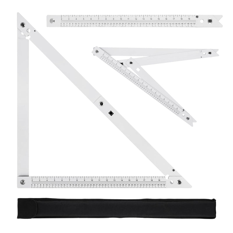 Folding Triangle Ruler 23.4inchs, Aluminum Framing Square Carpentry Squares Construction Framing Tool Collapsible Square Right Angle Ruler 23.4inch